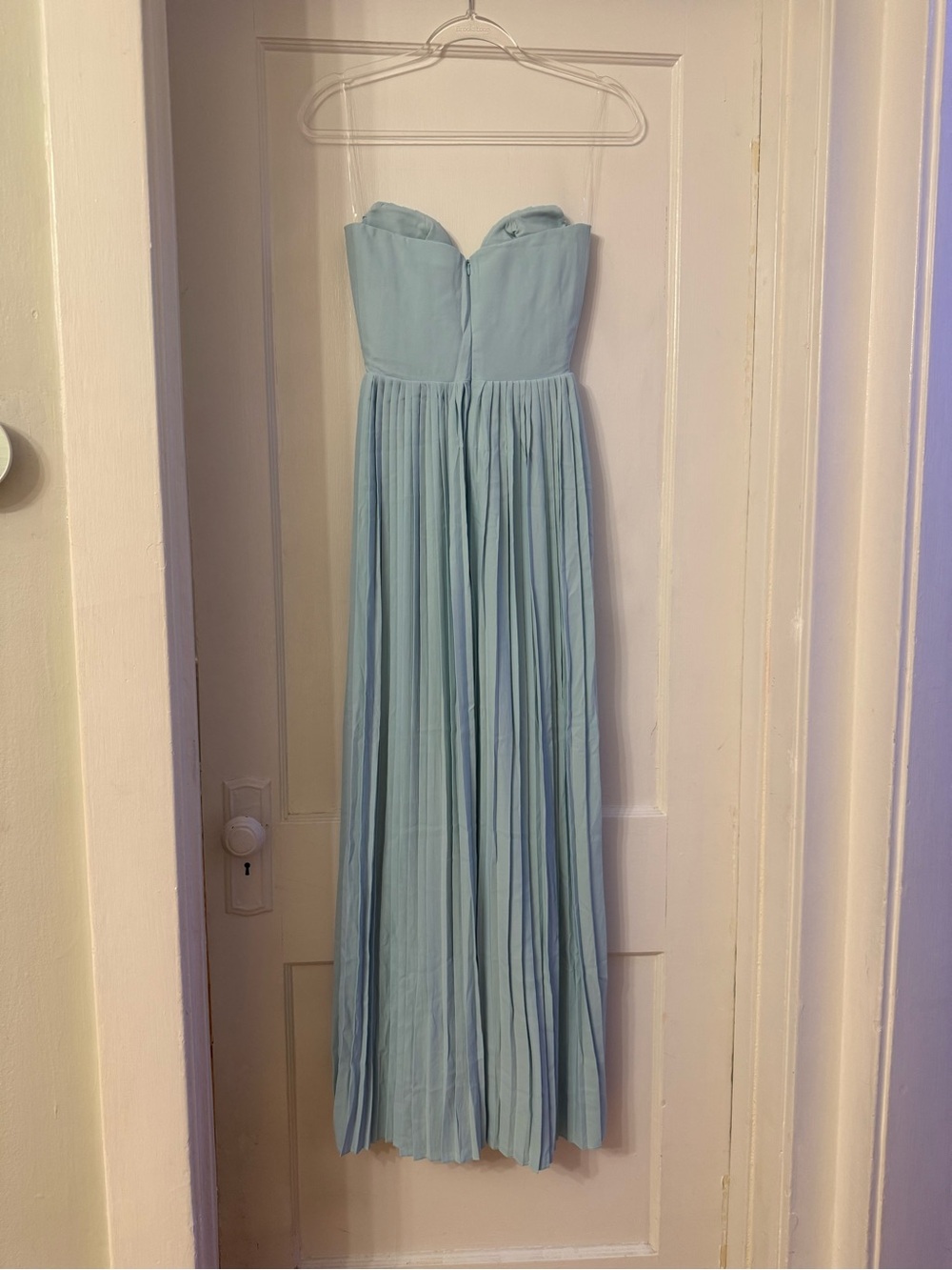 House of CB Strapless Pleated Light Blue Gown - Picture 6 of 12